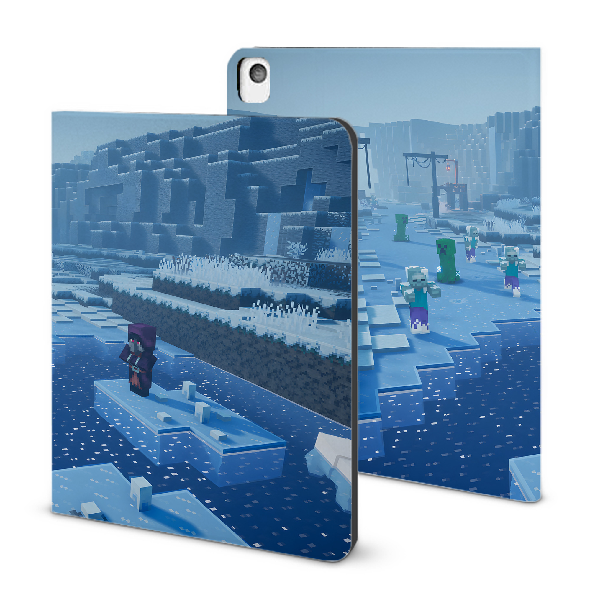 （画像用） マインクラフト ブロックの世界 Minecraft MC Block world IPadケース ペンホルダー付き ブックスタイルデザイン